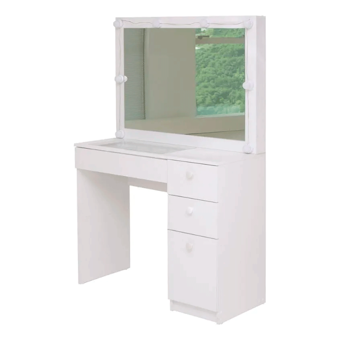 Tocador con Tapa de Vidrio + Kit de Luces PE-120 Cozy Blanco DE REGALO