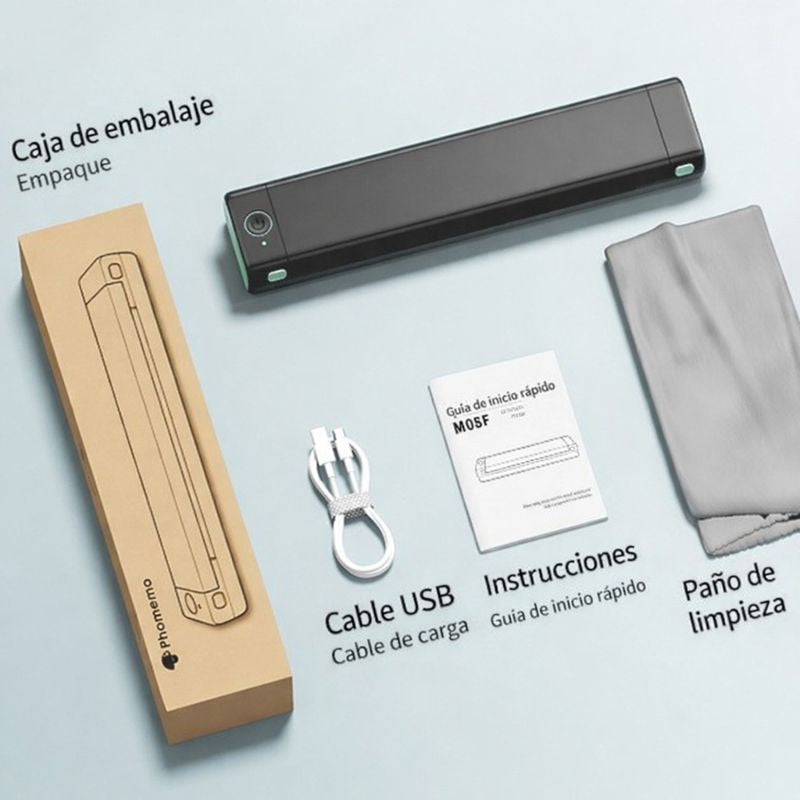 Mini impresora portátil PrintGo™ con Bluetooth y alta definición, sin cartucho