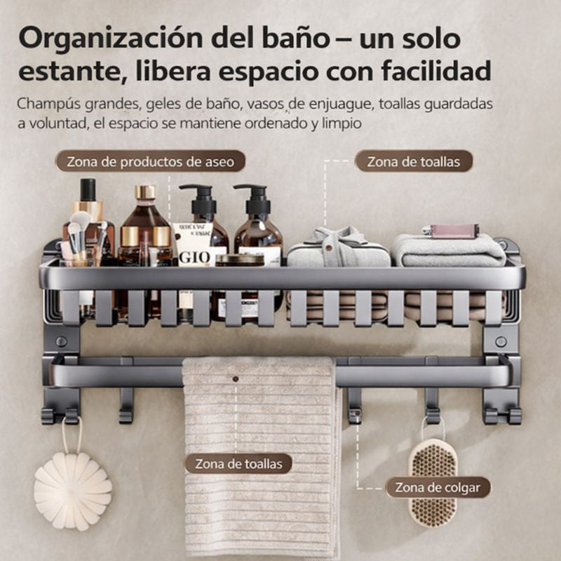 Promo 2x1: Organizador de Baño de Acero Inoxidable con Sistema de Sellado al Vacío + 2 Soportes de REGALO